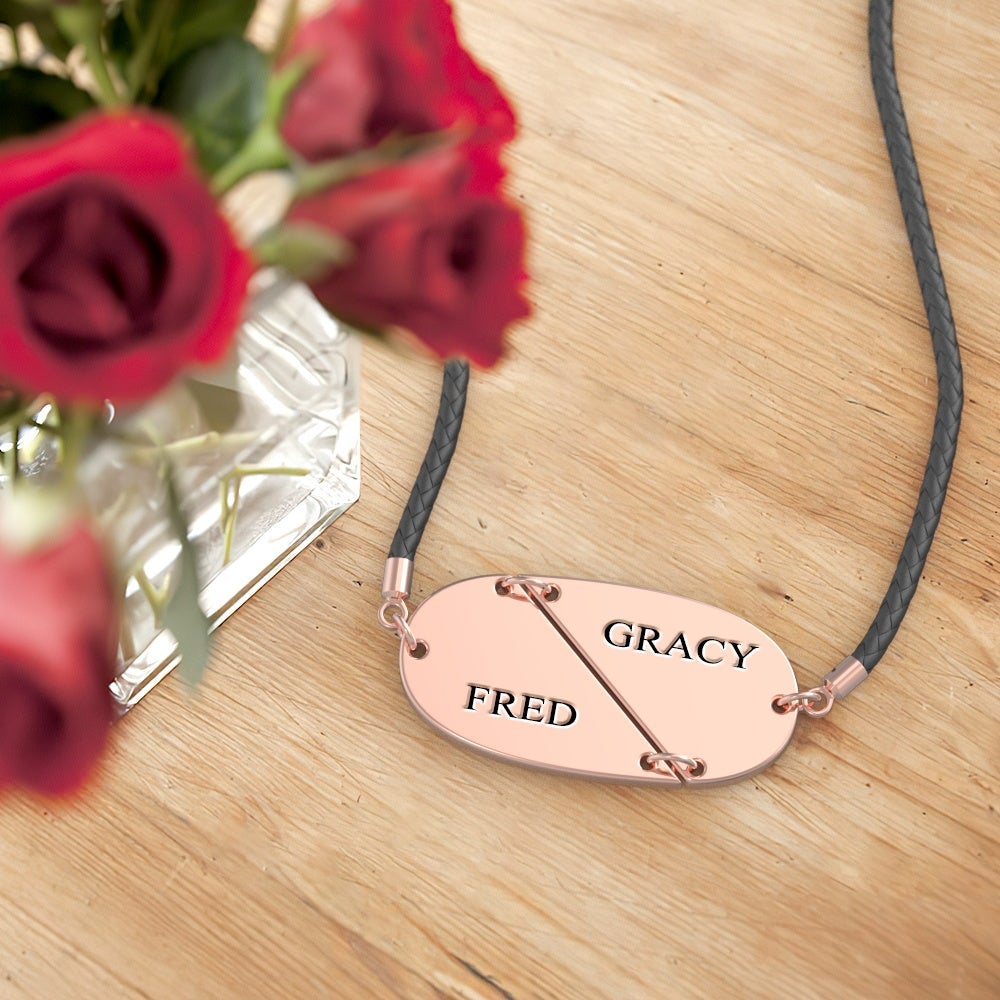 Custom Engraved Two Name Bracelet Valentine's Gift for Her